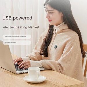 NWT Portable Heated Shawl Wrap for Women, USB Rechargeable Blanket - maroon